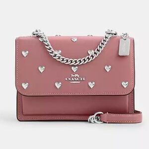 Coach Mini Klare Crossbody Bag With Heart Rivets - Peony / Silver